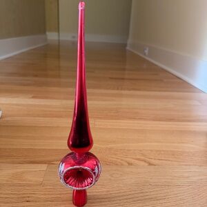 Vintage Christmas Tree Topper Unbreakable Made in Italy Red Silver Glitter